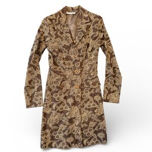 Charlotte Russe Vintage Brocade Duster Jacket - Brown/Tan Paisley" Size 5/6